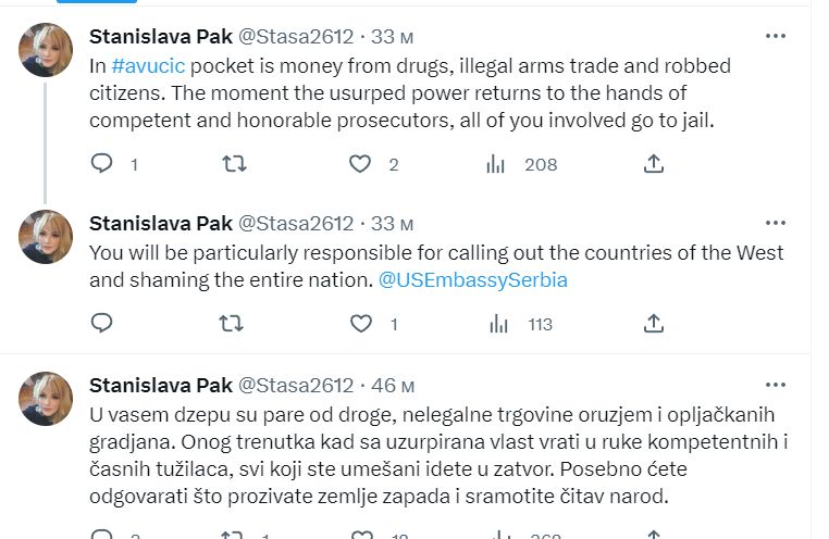 Stanislava Pak: U Vučićevom džepu je novac od droge 2 Stanislava Pak: U Vučićevom džepu je novac od droge 2