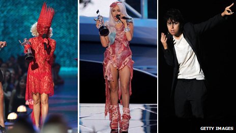 Lady Gaga in a variety of outfits