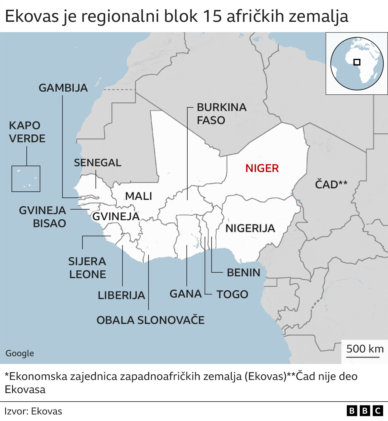 Afrika: Napetost oko Nigera raste, Vašington smatra da Vagner „iskorišćava situaciju" 2 afrika, Niger, mapa Afrike