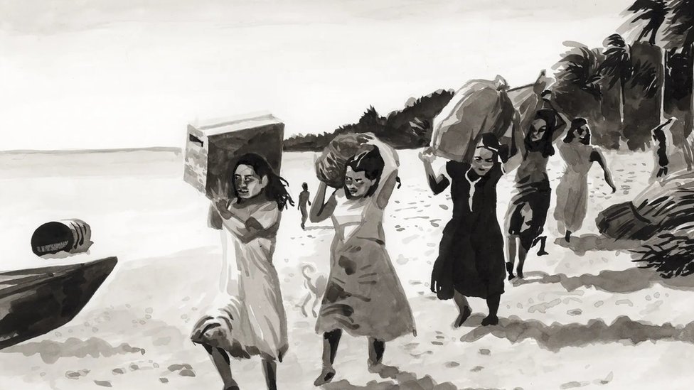 Plavi bljesak: Kako je trenutak nepažnje doveo do smrtonosne nesreće u Openhajmerovom projektu „Menhetn“ 15 Stanovnici Bikini atola evakuisani su 1946. godine da bi tamo mogla da se vrše testiranja nuklearnih oružja, na osnovu fotografije Karla Majdansa