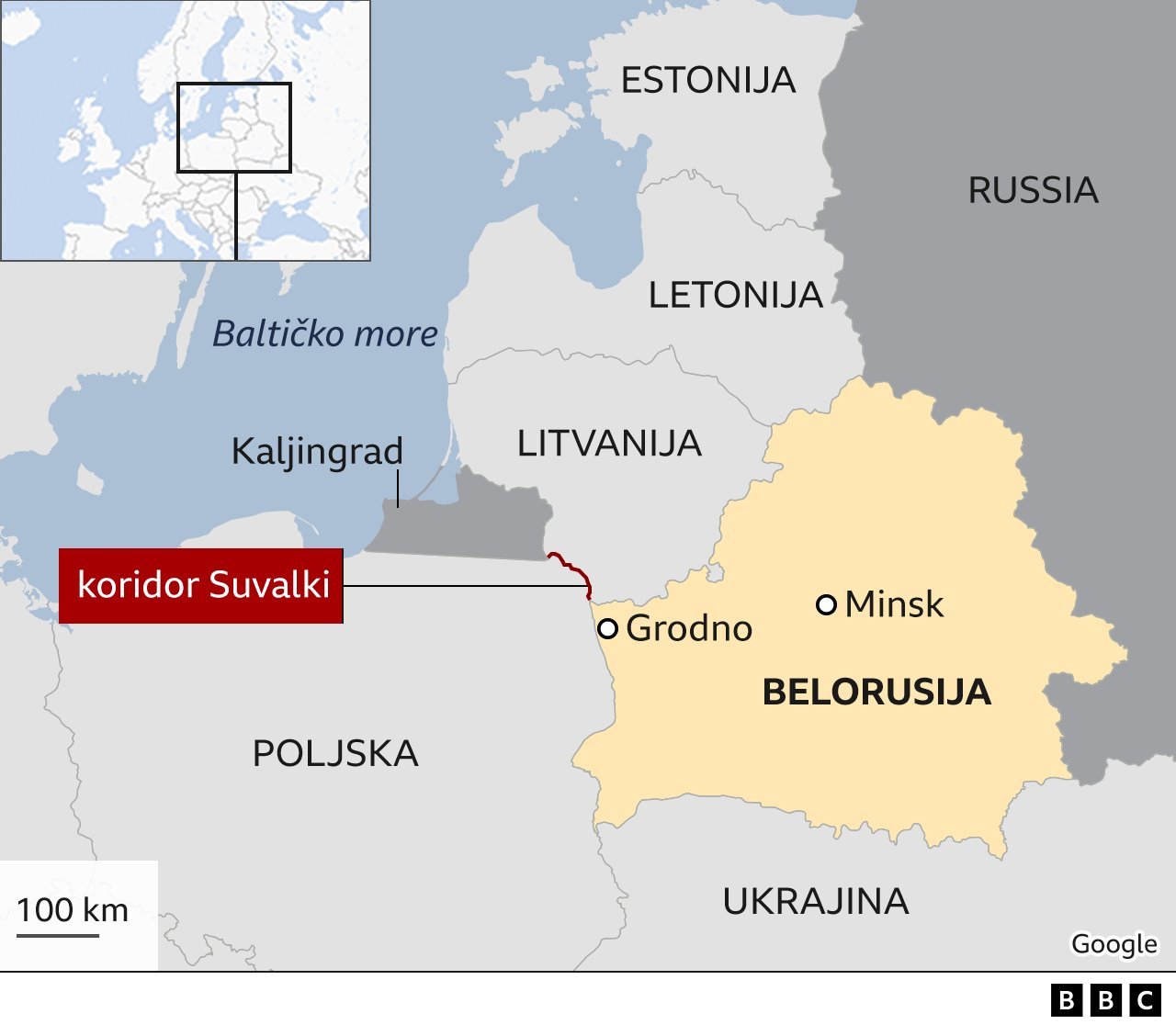 Rusija i Ukrajina: Zašto raste napetost na belorusko-poljskoj granici 5 Poland Belarus map