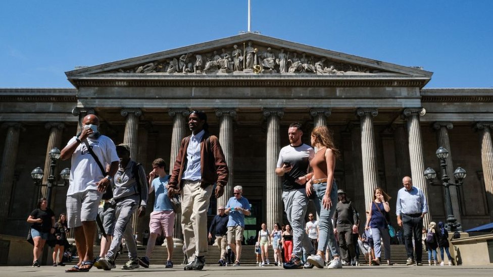 Visitors outside the British Museum