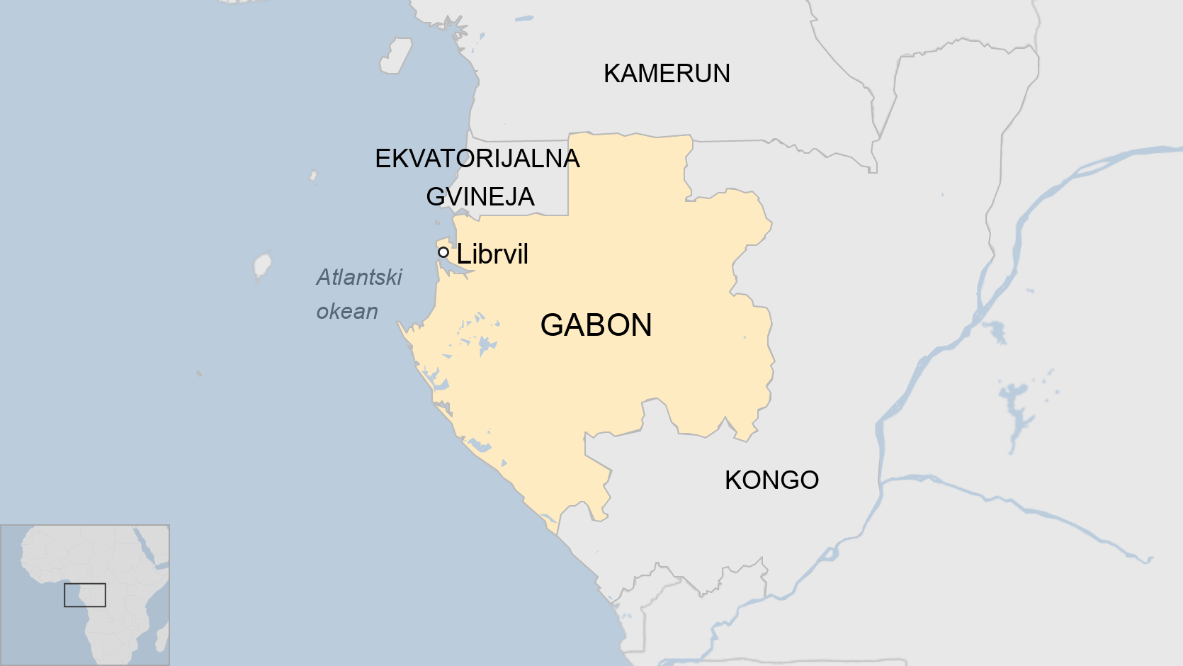 Gabon, mapa Gabona