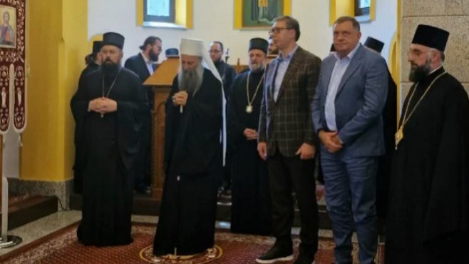 Dodik, Vučić i patrijarh Porfirije u manastiru Osovica (FOTO, VIDEO) 1