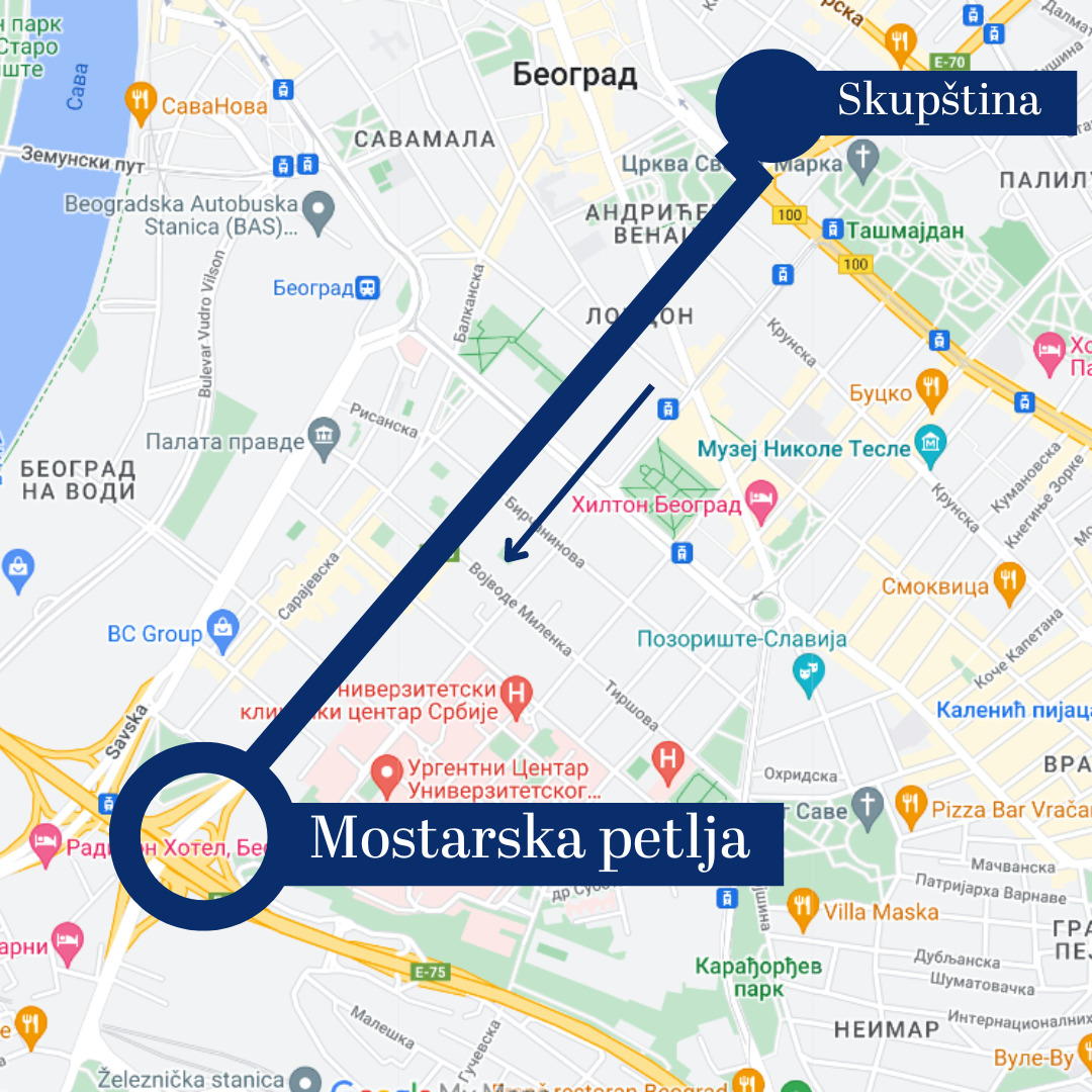 U subotu novi protest Srbija protiv nasilja, planirana blokada Gazele (MAPA) 2 U subotu novi protest Srbija protiv nasilja, planirana blokada Gazele (MAPA) 2