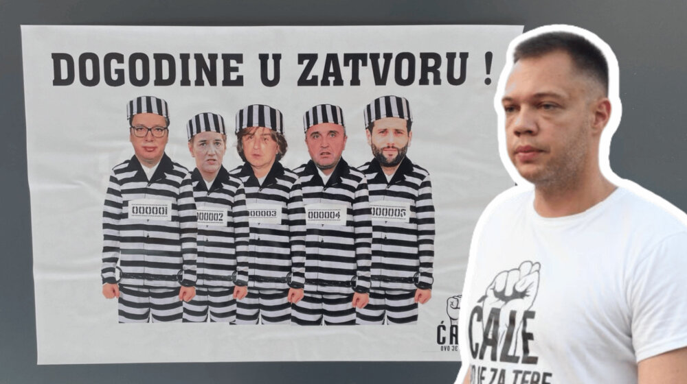"To je metafora, ali kad sudije i tužilaštvo budu radili svoj posao, te slike će se obistiniti": Petar Đurić, autor plakata protiv vlasti 1