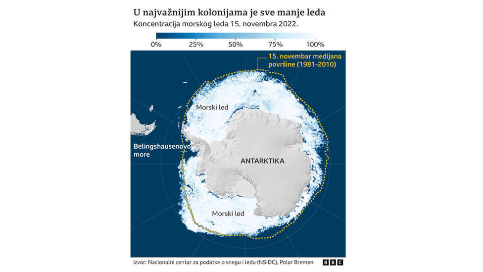 Mapa morskog leda na Antarktiku