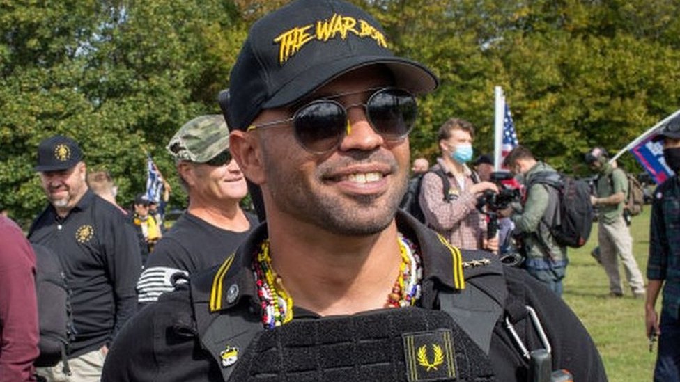 Enrique Tarrio attends a Proud Boys rally in Portland, Oregon, on 26 September 2020