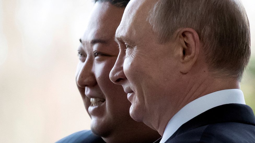 Russian President Vladimir Putin and North Korea's leader Kim Jong Un