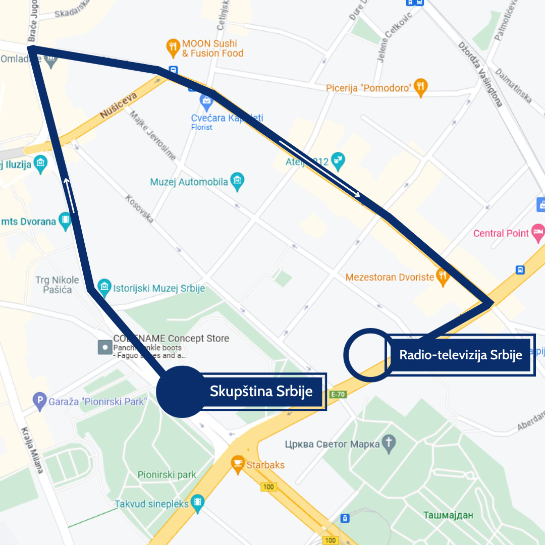 (MAPA) Opozicija pozvala građane iz cele Srbije na veliki protest u subotu ispred Skupštine: Ovo je ruta 2 (MAPA) Opozicija pozvala građane iz cele Srbije na veliki protest u subotu ispred Skupštine: Ovo je ruta 2