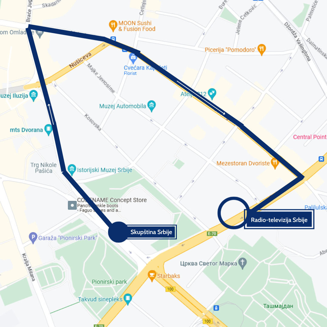 Poznata nova ruta protesta "Srbija protiv nasilja", poruka Vučiću: Zahtev je momentalno raspisivanje izbora (MAPA) 2 Poznata nova ruta protesta "Srbija protiv nasilja", poruka Vučiću: Zahtev je momentalno raspisivanje izbora (MAPA) 2