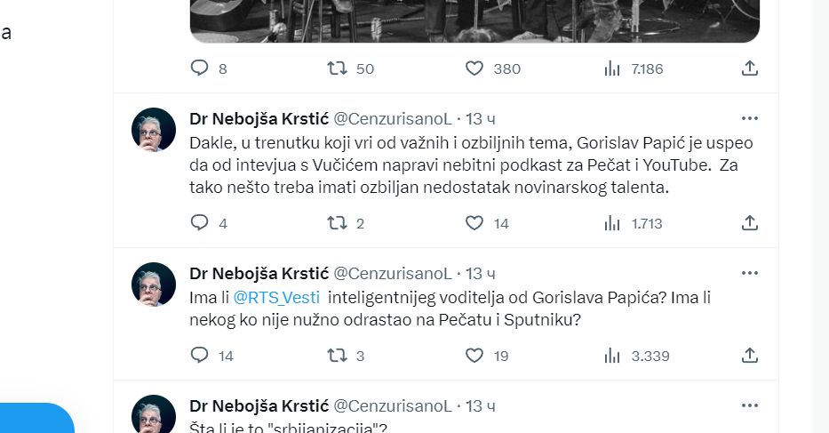 Nebojša Krstić nezadovoljan kako je vođen intervju sa predsednikom Vučićem na RTS-u 2