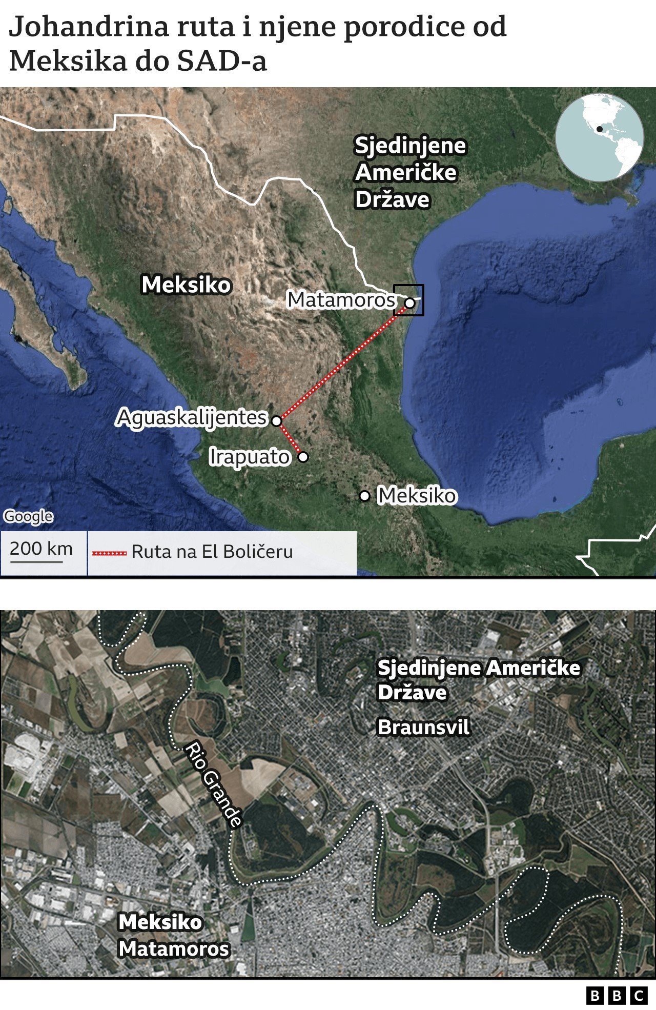 Johandrina ruta od Meksika do SAD-a
