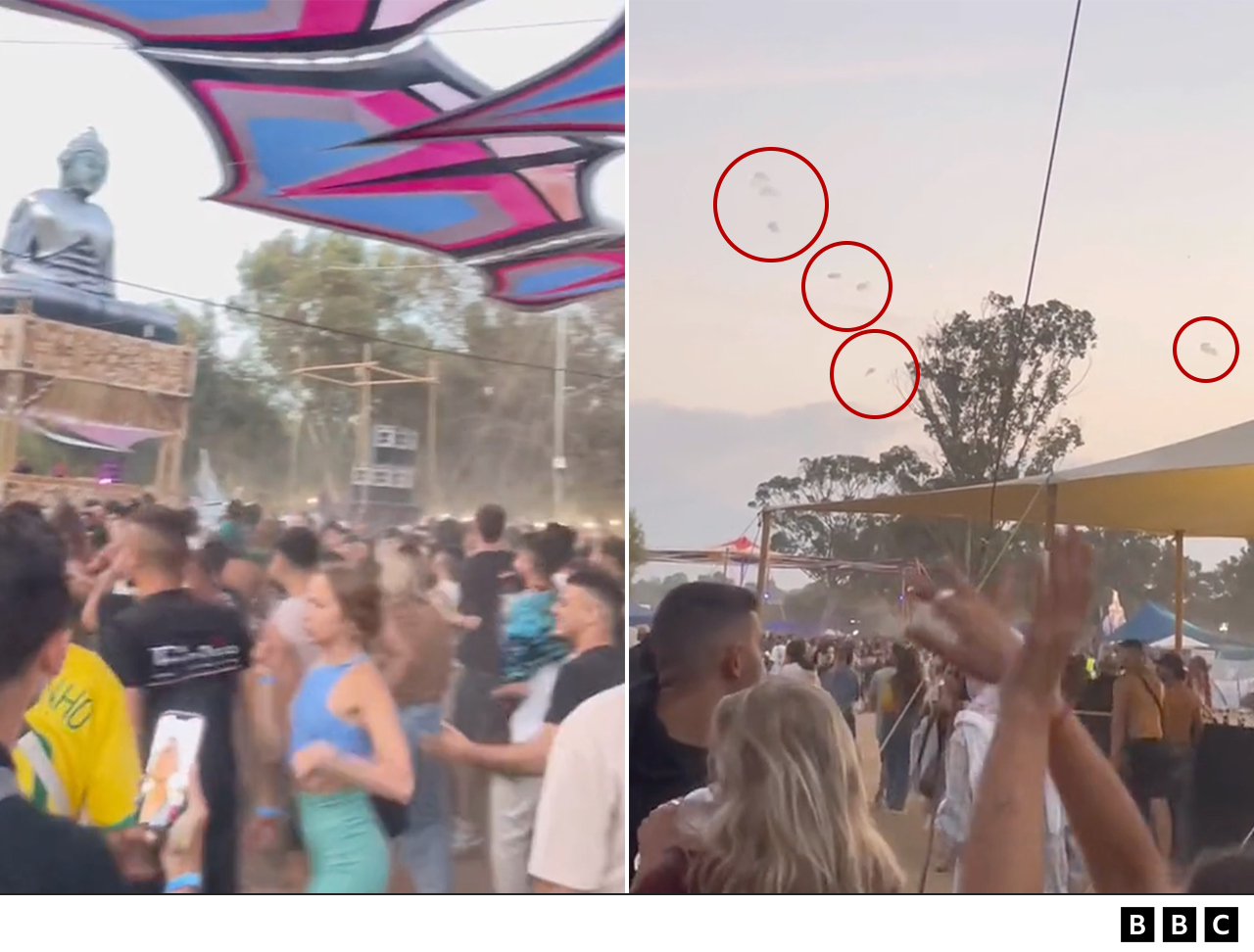 Screengrabs taken from a video of a festival in Israel