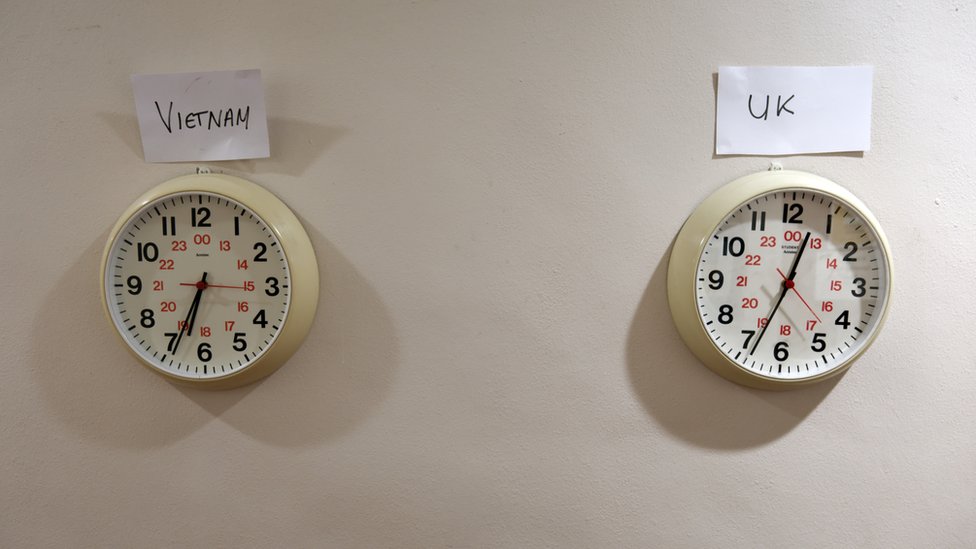 In the casualty bureau's operations room, a clock showing the time in Vietnam was put up on the wall
