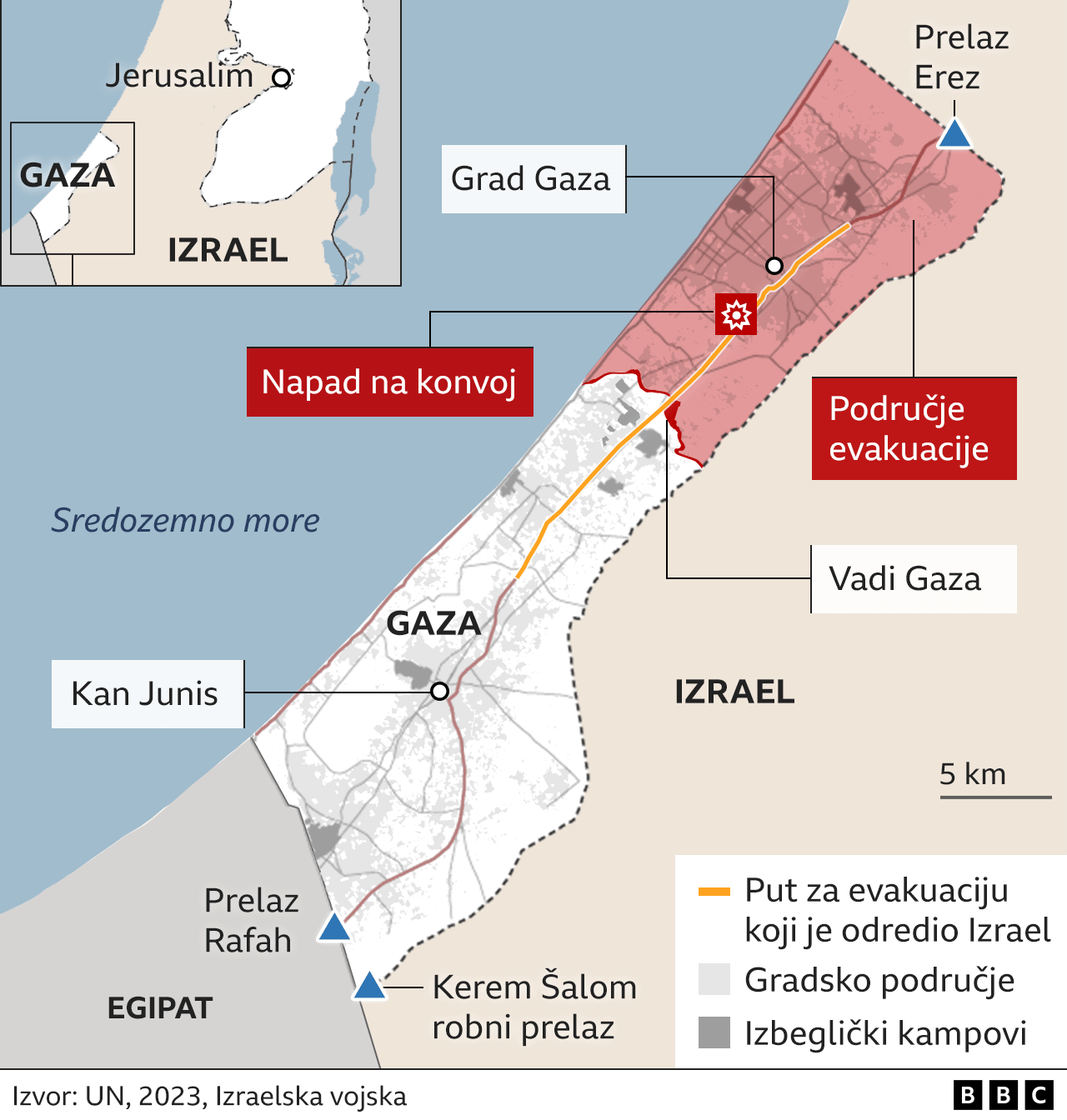 Izrael i Palestinci: Nastradalo 28 ljudi u vazdušnom napadu oko prelaza Rafa, tvrde palestinski zvaničnici, američki predsednik Džozef Bajden najavljuje posetu Izraelu 3 Gaza, mapa Gaze, područje evakuacije