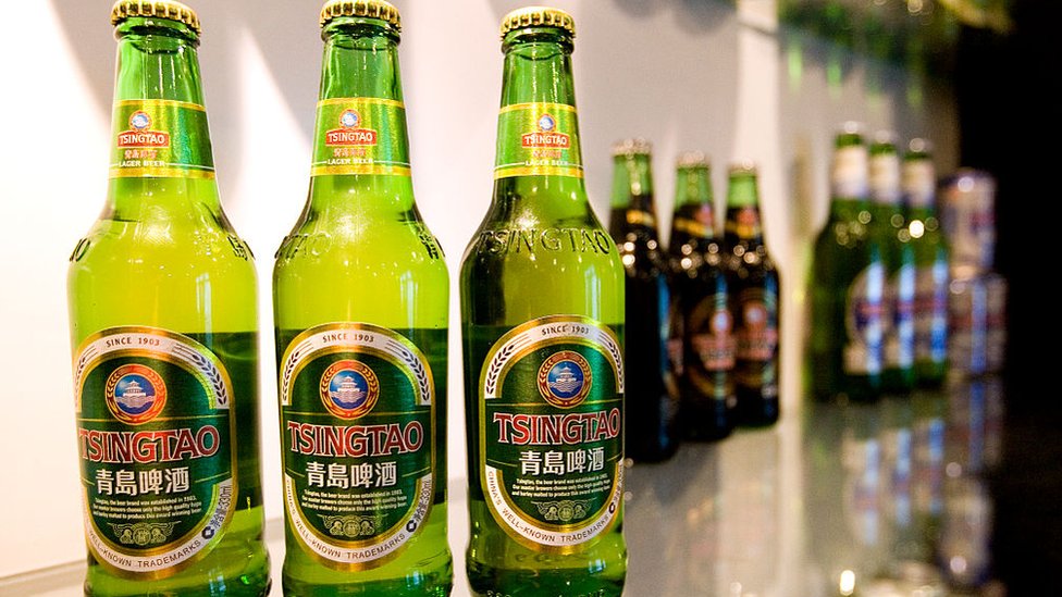 The Tsingtao beer museum showcases all the different bottles in which Tsingtao beer is sold around the world, in Tsingtao brewery