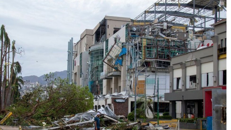 Badly damaged buildings