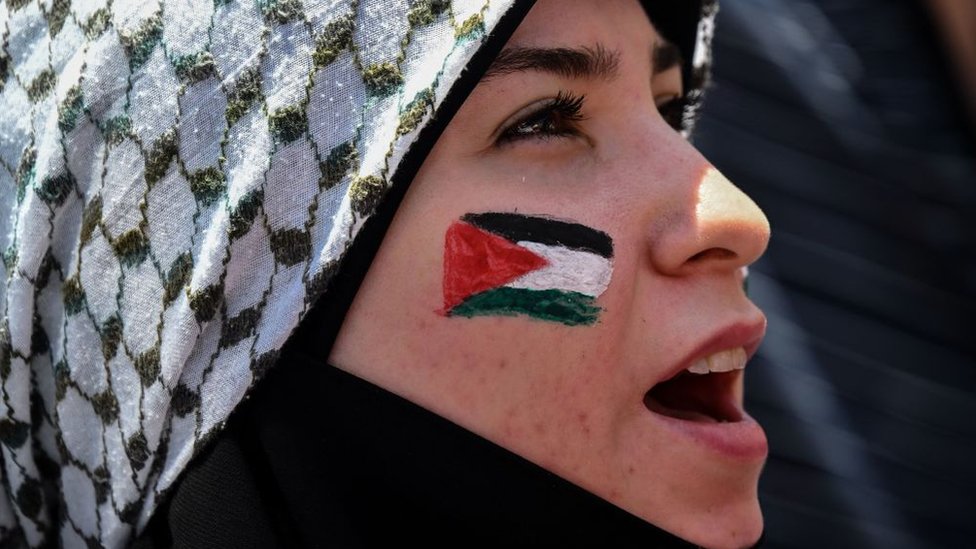 Woman at a protest in Sao Paolo