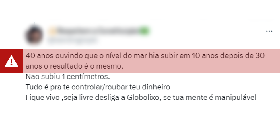 Klimatske promene: Opovrgnuto pet čestih zabluda 5 Screenshot of a post on X, formerly Twitter, wrongly suggesting that sea levels are not rising as a result of global warming