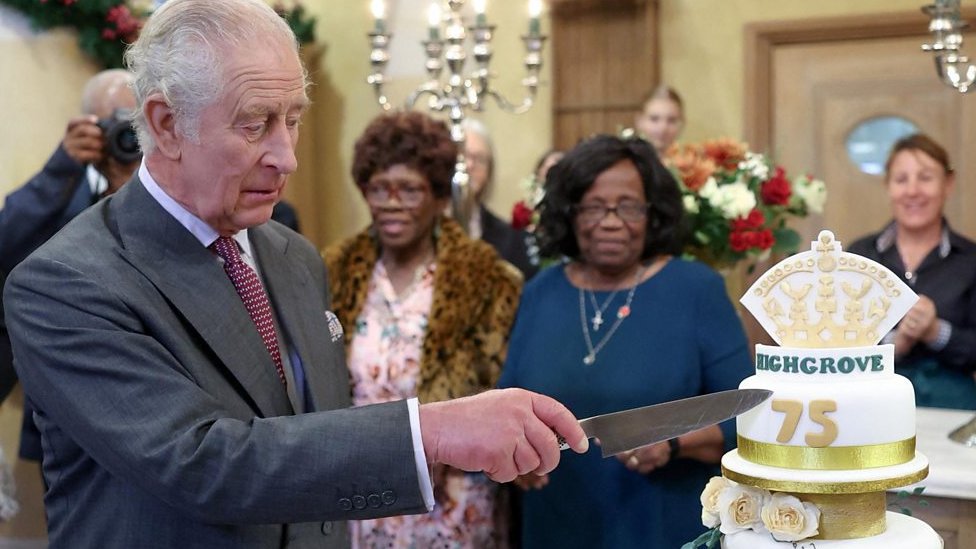 King Charles cuts birthday cake in front of guests