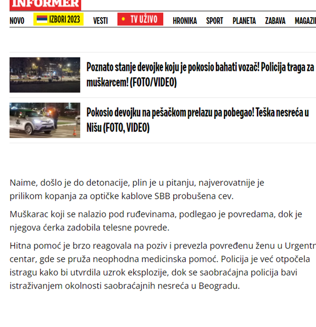 SBB: Informer i republika.rs lažima pokušavaju da okrive SBB za tragičnu nesreću u Zemunu 2
