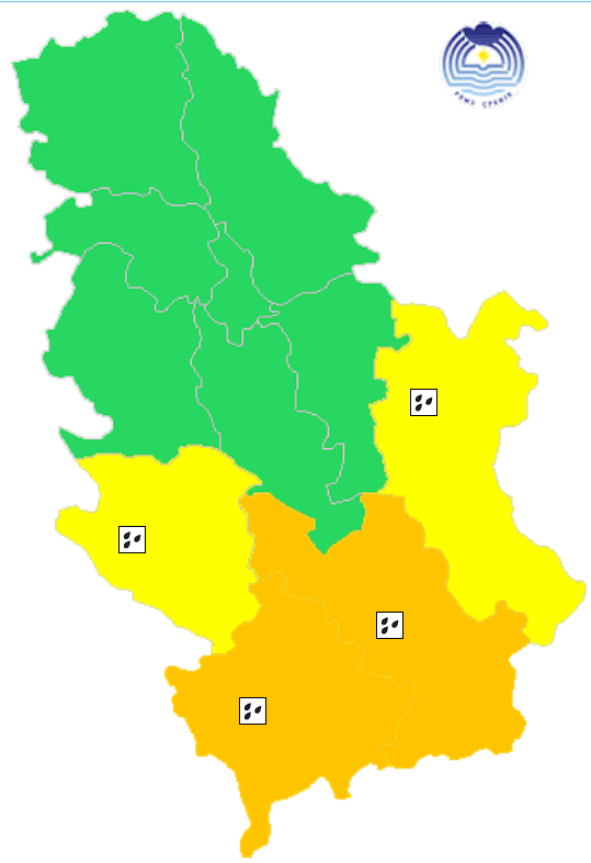 Vremenska prognoza RHMZ-a: Upaljeni žuti i narandžasti meteoalarmi, u naredna dva sata kiša u pojedinim delovima zemlje 2 Vremenska prognoza RHMZ-a: Upaljeni žuti i narandžasti meteoalarmi, u naredna dva sata kiša u pojedinim delovima zemlje 2