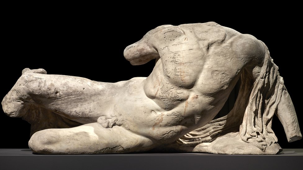 Marble statue from the West pediment of the Parthenon at the British Museum