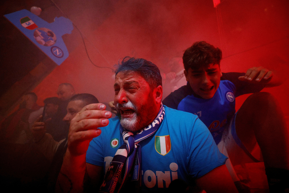 Napoli fans celebrate winning the Serie A - Naples, Italy - May 4, 2023
