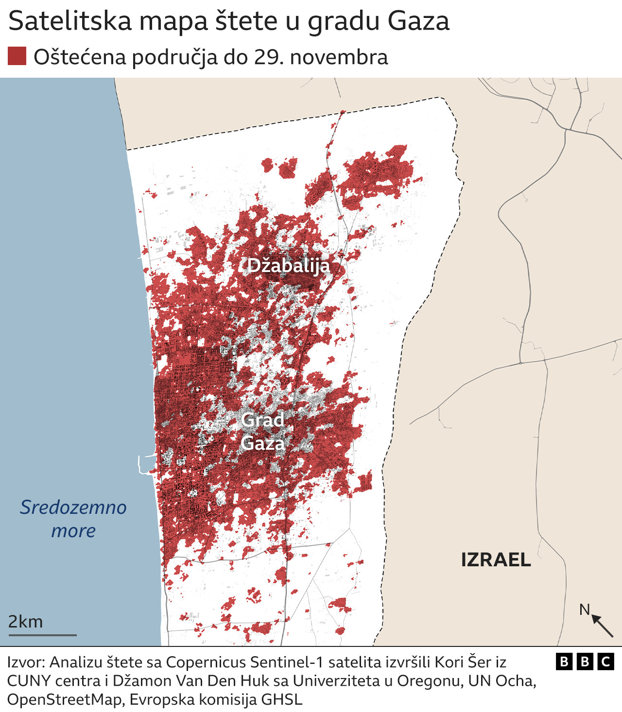 Gaza, uništena područja u Gazi