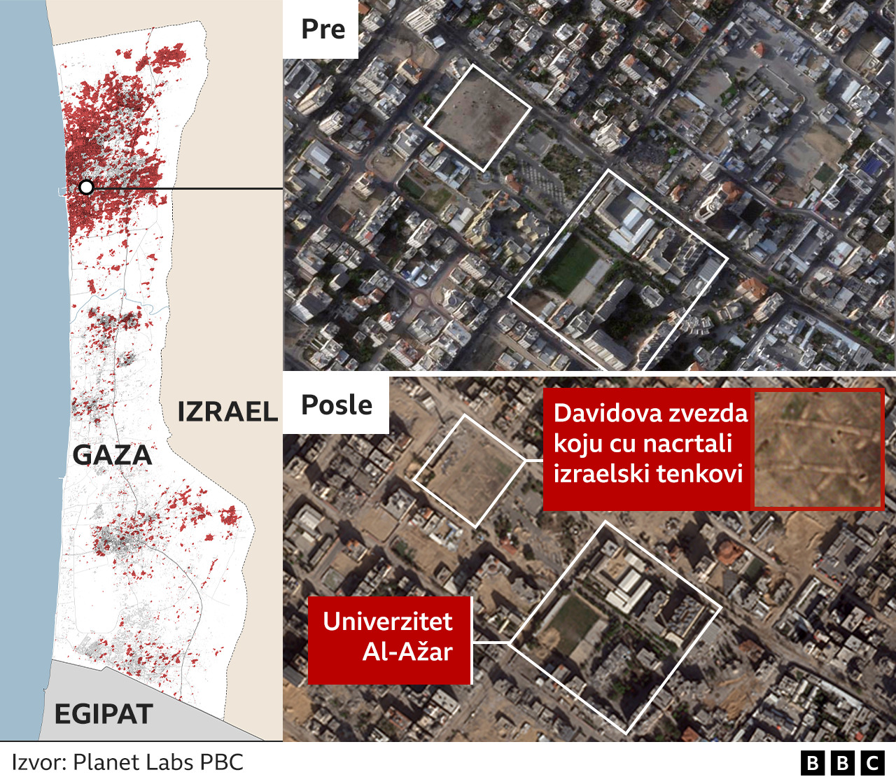 Izrael i Palestinci: Satelitski snimci otkrivaju razmere razaranja u Pojasu Gaze 9 Gaza, Davidova zvezda