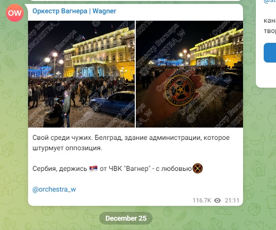 Mediat ruse: Njoftuan nga grupi paraushtarak Wagner për protestën, kanë një mesazh për Beogradin në datën 2