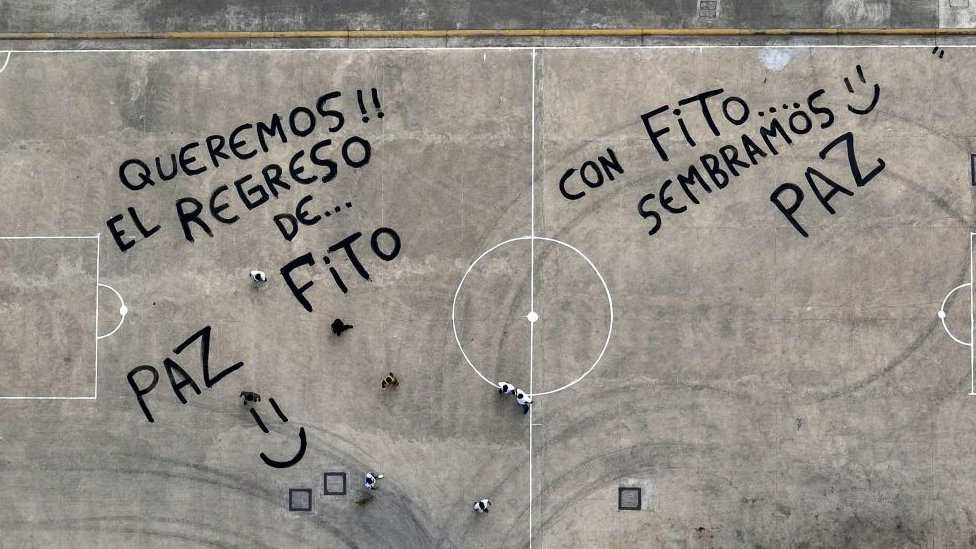 Aerial picture showing inmates during a protest demanding the return to this prison of the leader of the "Los Choneros" gang, alias Fito, at the Zonal Penitentiary No. 8 in Guayaquil, Ecuador, taken on August 14, 2023.
