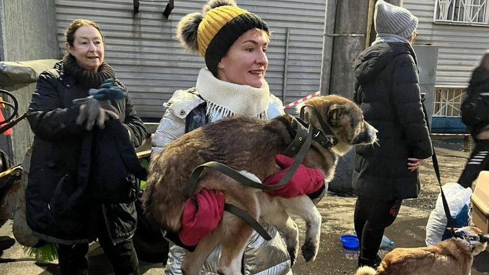 Aktivistkinja nosi psa u naručju