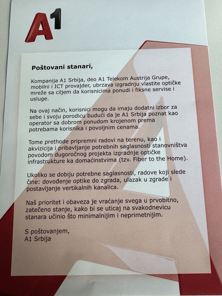 Kompanija A1 reagovala na saopštenje UM: Zbog zloupotrebe kompanijskog logotipa preduzećemo sve neophodne mere 2