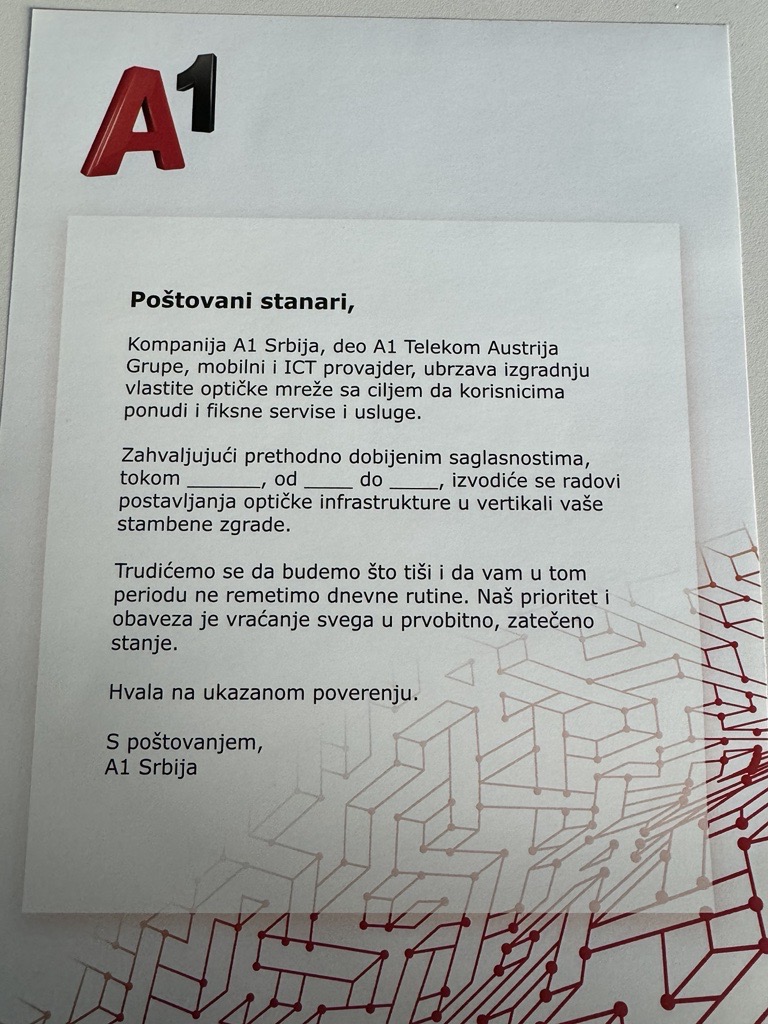 Kompanija A1 reagovala na saopštenje UM: Zbog zloupotrebe kompanijskog logotipa preduzećemo sve neophodne mere 3