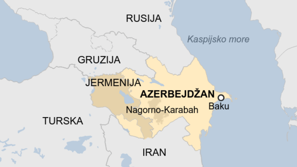 Azerbejdžan, Jermenija, mapa