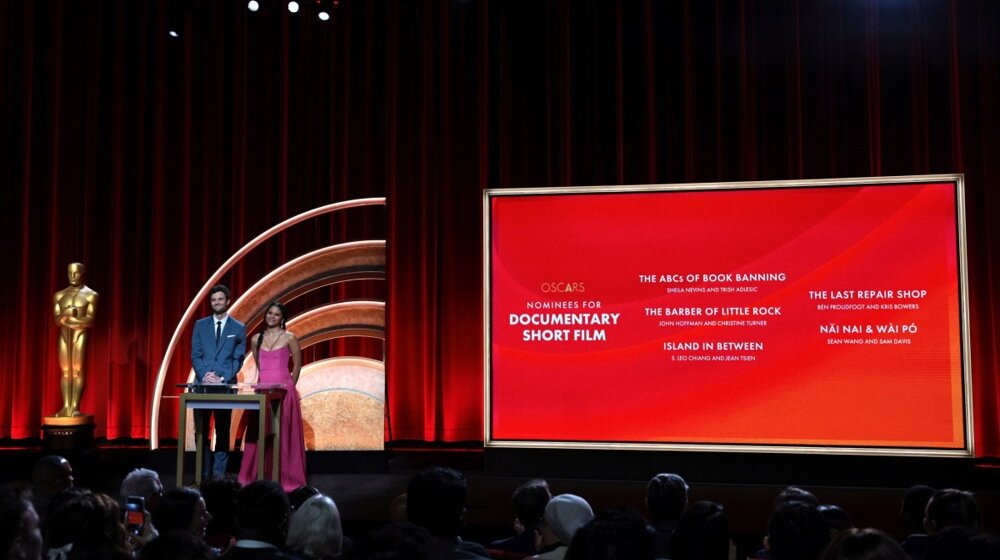 Pre dodele Oskara u Los Anđelesu, javno čitanje replika iz filma "Anatomija pada" 1