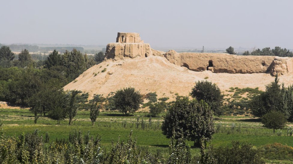 Mound with remains of a tower on the top, Balkh, Afghanistan