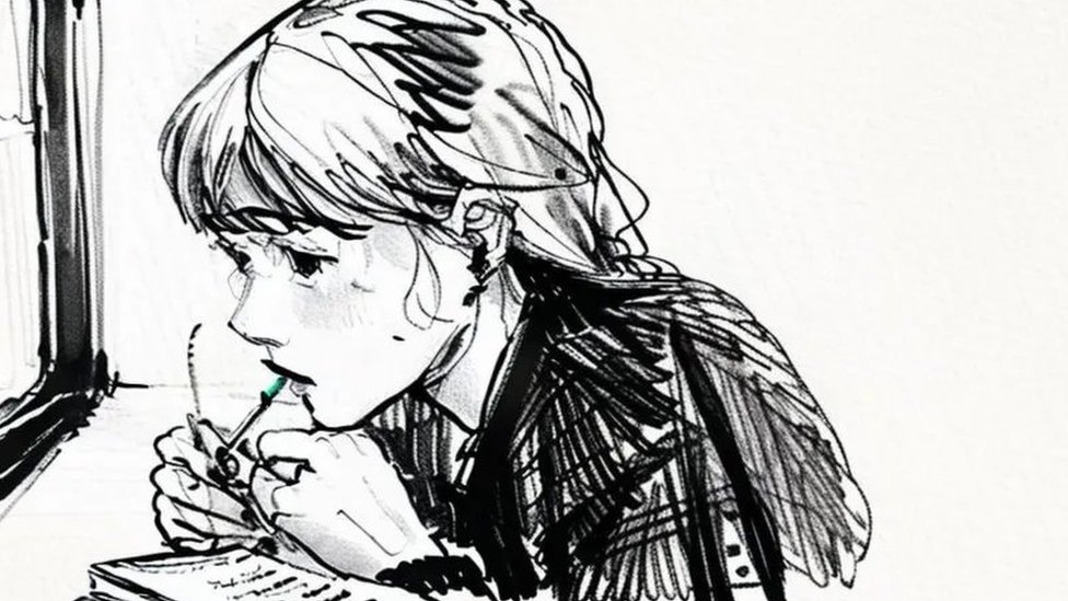 Religija i ženska prava: Kako se muslimani u Kazahstanu bore za pravo učenica da nose hidžab 2 Drawing of a girl with a notebook