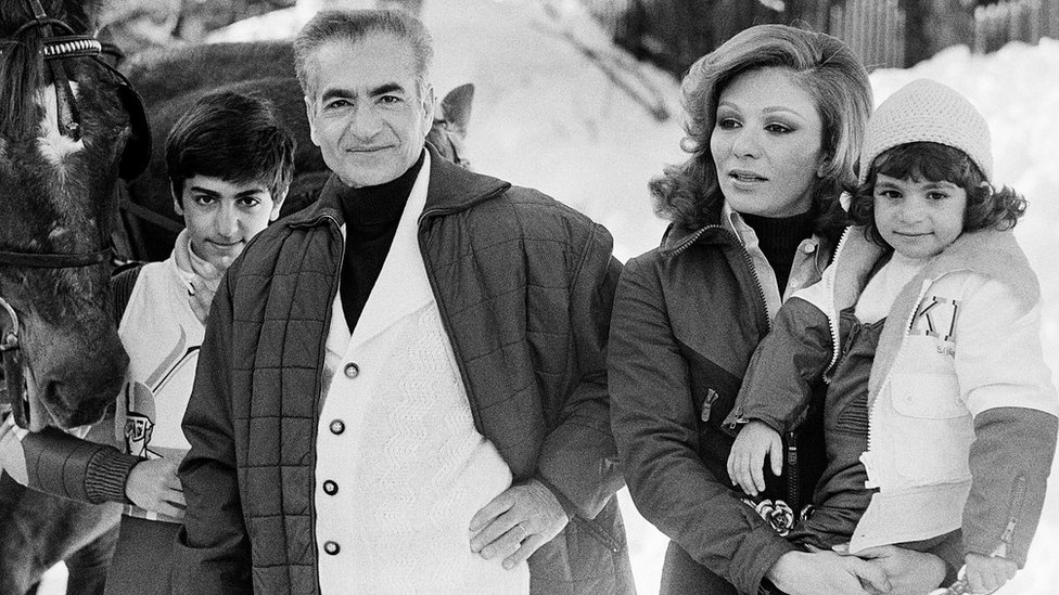 The Shah and his family on a winter holiday in the 1970s