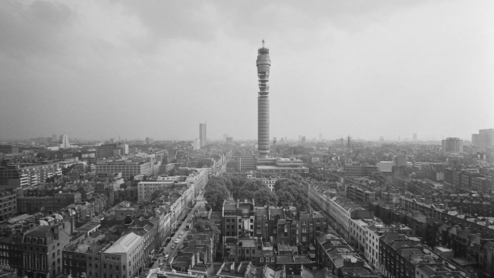 The Post Office Tower, later the BT Tower, in London, on 7 August 1965