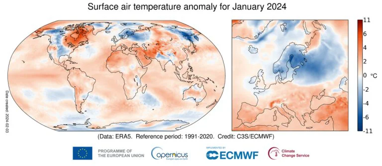Oboren još jedan klimatski rekord: Januar 2024. bio najtopliji u istoriji 2