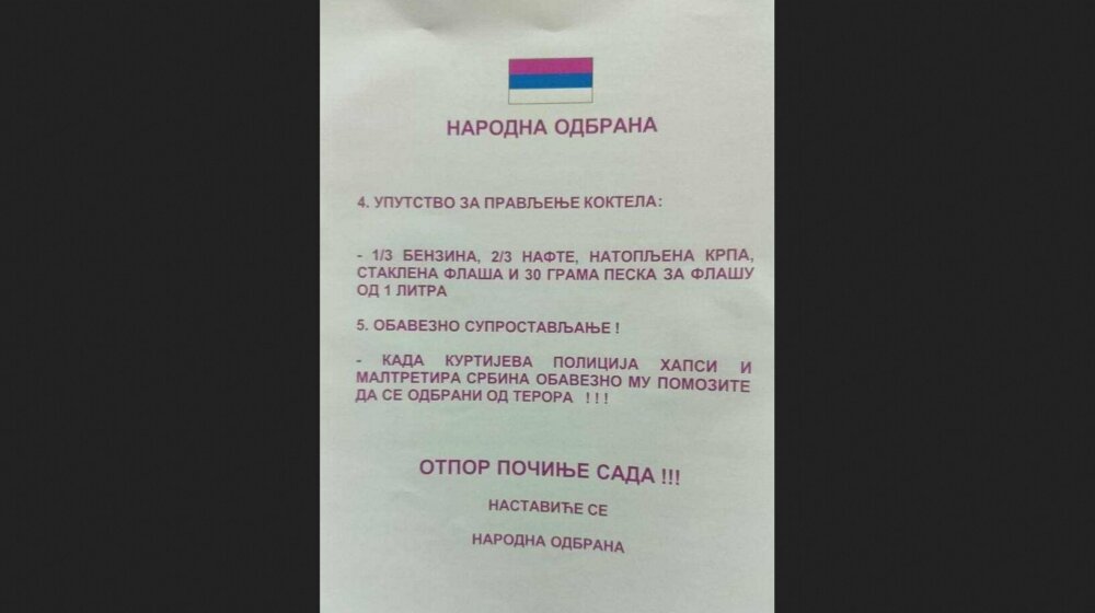 "Ko sme, taj ume": "Narodna odbrana" flajerima u Mitrovici savetuje kako razbiti auto "Kurtijeve policije" i pružiti otpor; Srpska lista: Podmetačina 1
