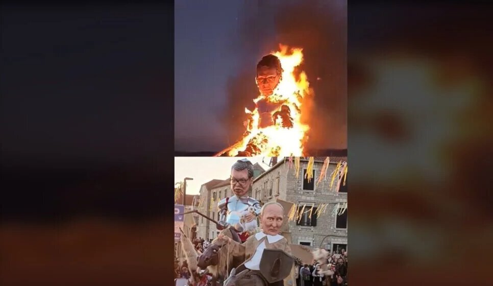 Nedopustiv čin primitivizma i hronična mržnja prema srpskom narodu: SNS Kragujevac reagovao povodom spaljivanja lutki predsednika Vučića i Putina 1