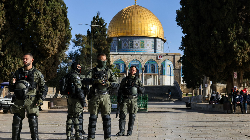 Israeli security personnel on the al-Aqsa site, April 2023
