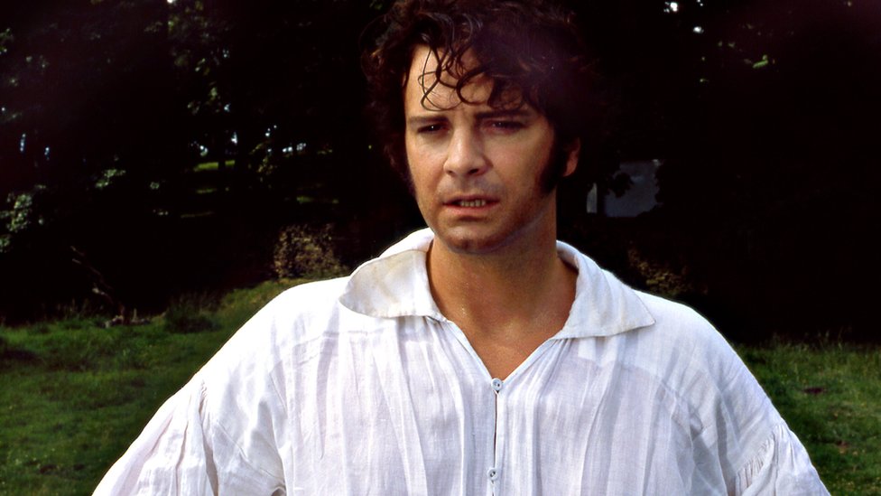 Kolin Firt kao gospodin Darsi u šestodelnoj adaptaciji BBC romana Džejn Ostin „Ponos i predrasude", 1995.