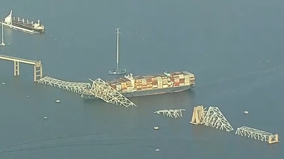 Aerial shot of the bridge