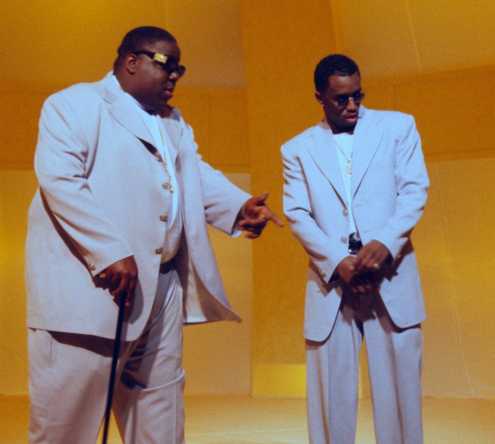 The Notorious B.I.G. and Puff Daddy (as he was then known) on the set of the Hypnotize music video in 1997