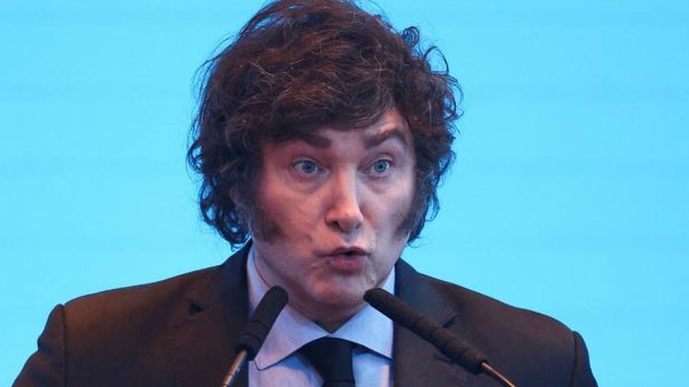 Argentina's President Javier Milei speaks during a business event in Buenos Aires, Argentina, March 26, 2024.
